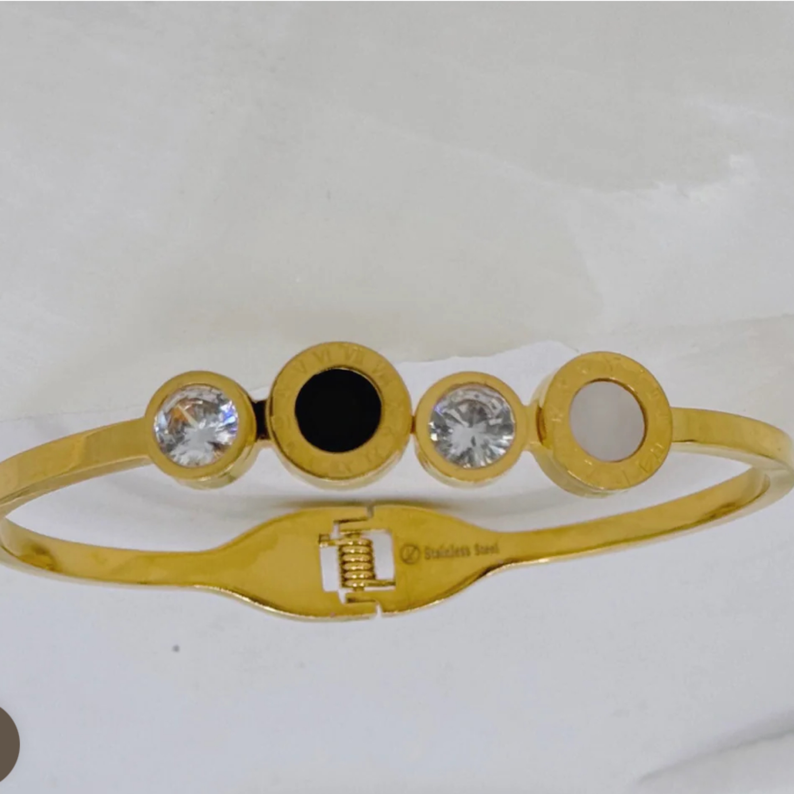 - Love Gold Plated Bracelet With Black Accent